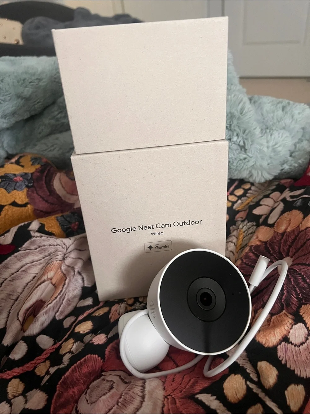 google Nest Cam Outdoor Wired — White and Black Face